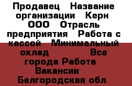 Продавец › Название организации ­ Керн, ООО › Отрасль предприятия ­ Работа с кассой › Минимальный оклад ­ 14 000 - Все города Работа » Вакансии   . Белгородская обл.